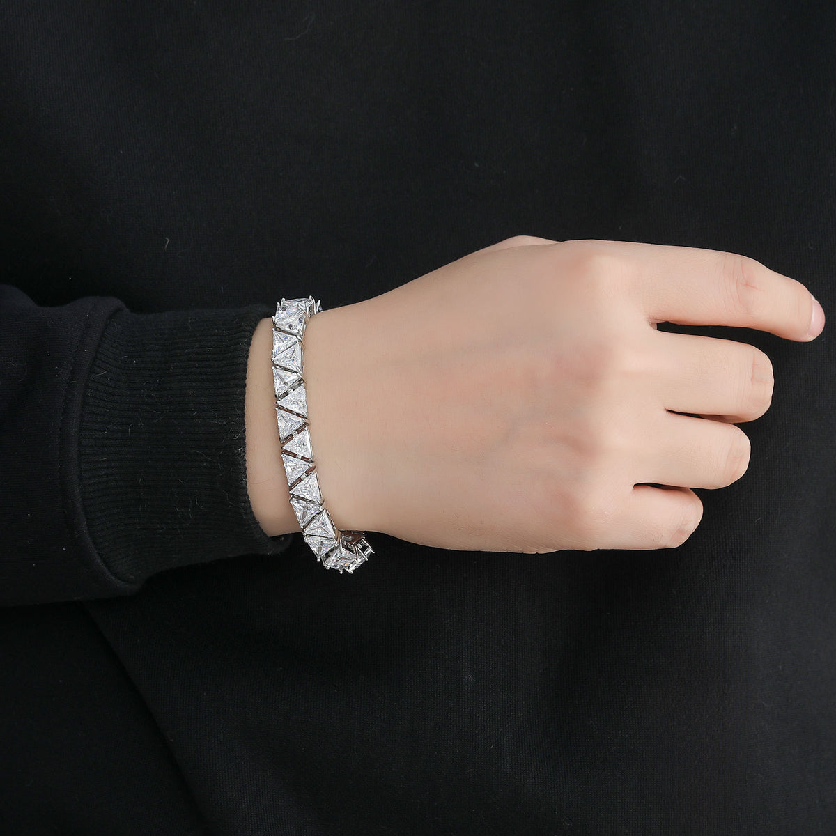 Minimalist Geometric Tennis Chain Cubic Zirconia Bracelet for Men product image