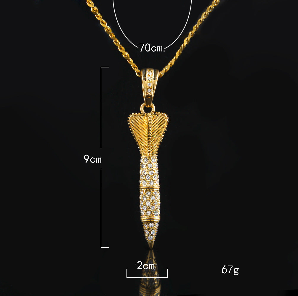 Minimalist Line Pendant Necklace with 5mm Cuban Chain for Women & Men, Gold Plated or Silver Plated Statement Jewelry product image