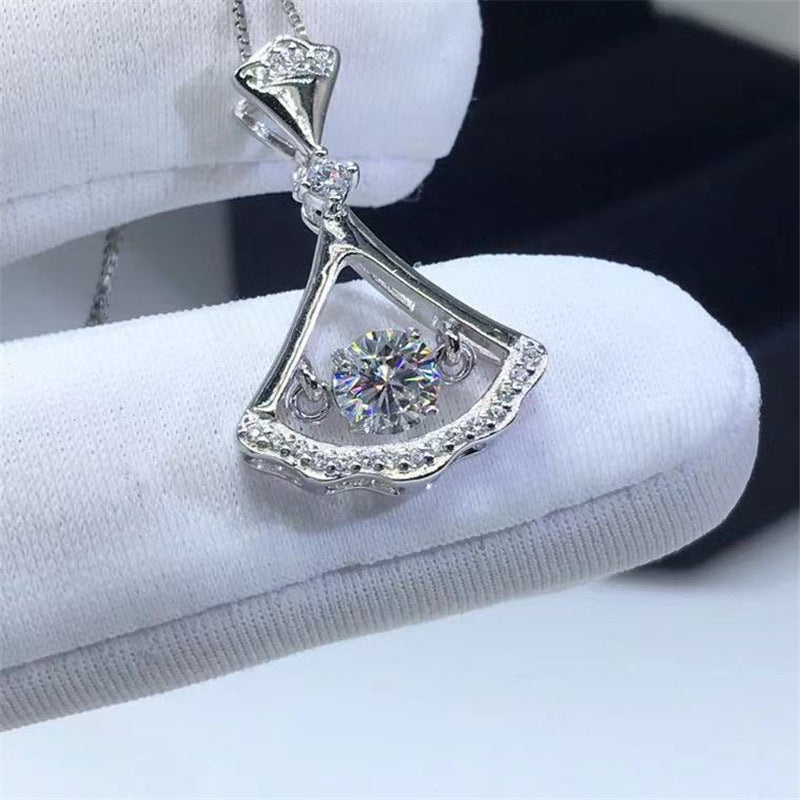 Silver Moissanite Fan Pendant Necklace with Certificate product image