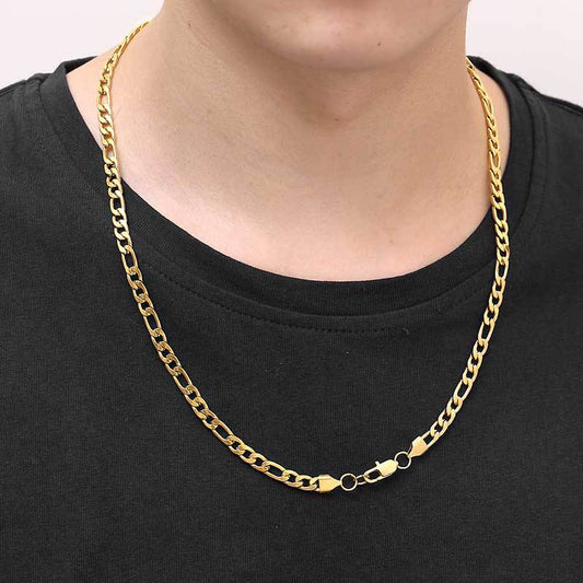 5-10 mm Polished Figaro Link Hip Hop Necklace with Stainless steel Base - CHA143 alternate product image