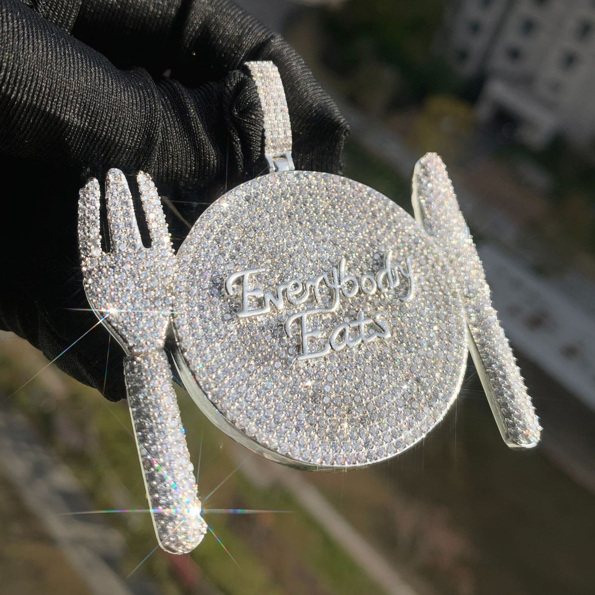 Iced Out Dinner Plate Pendant Necklace product image