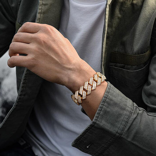 Geometric Iced Link Bracelet for Men and Women, White Tone, 7/8/9 in alternate product image