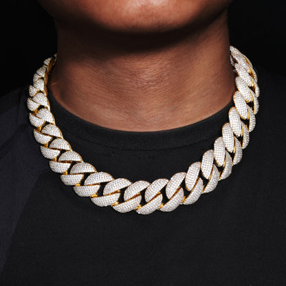 Iced Out Cuban Link Chain Necklace for Men and Women - Gold Color Copper Chain with Cubic Zirconia