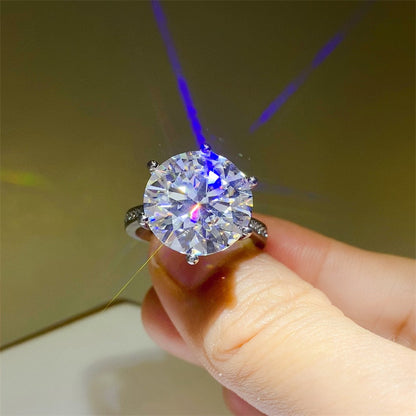 Round Cut Solitaire Moissanite Ring with Pavé-Style Band for Women