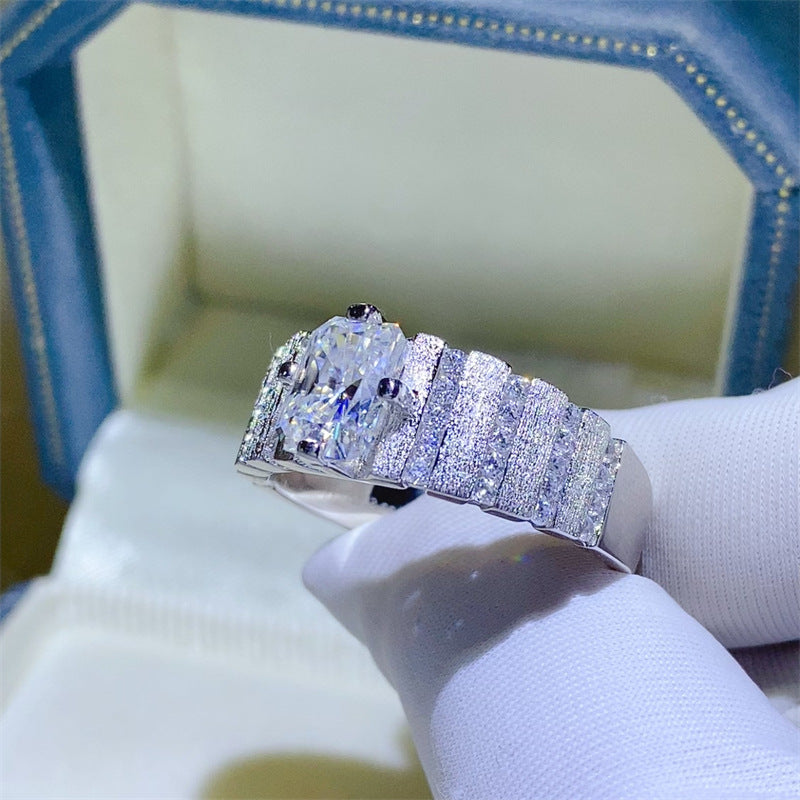 2 Carat Radiant Cut Moissanite Ring for Men in PT950, D Color VVS1 U-Shape Band product image