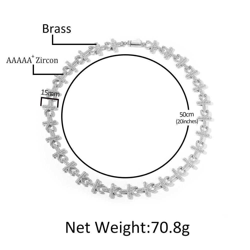 Men’s Cross Cubic Zirconia Chain Necklace & Bracelet Set in Gold or Silver Tone product image