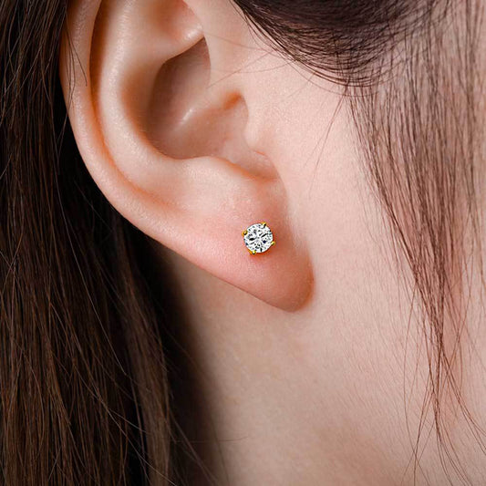 4 mm Round Four-Prong CZ Stud Copper Earrings - EAR019 alternate product image