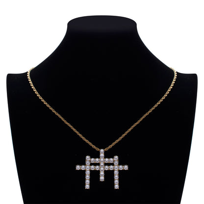 Hip Hop Light Luxury Cross Cubic Zirconia Pendant Necklace for Men and Women