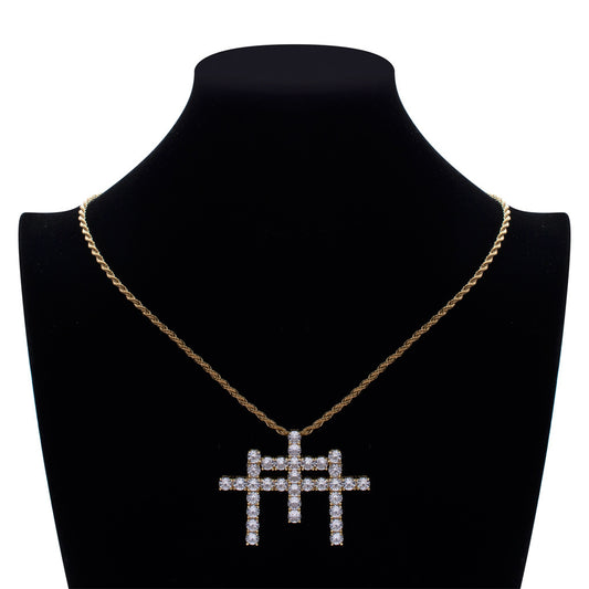 Hip Hop Light Luxury Cross Cubic Zirconia Pendant Necklace for Men and Women