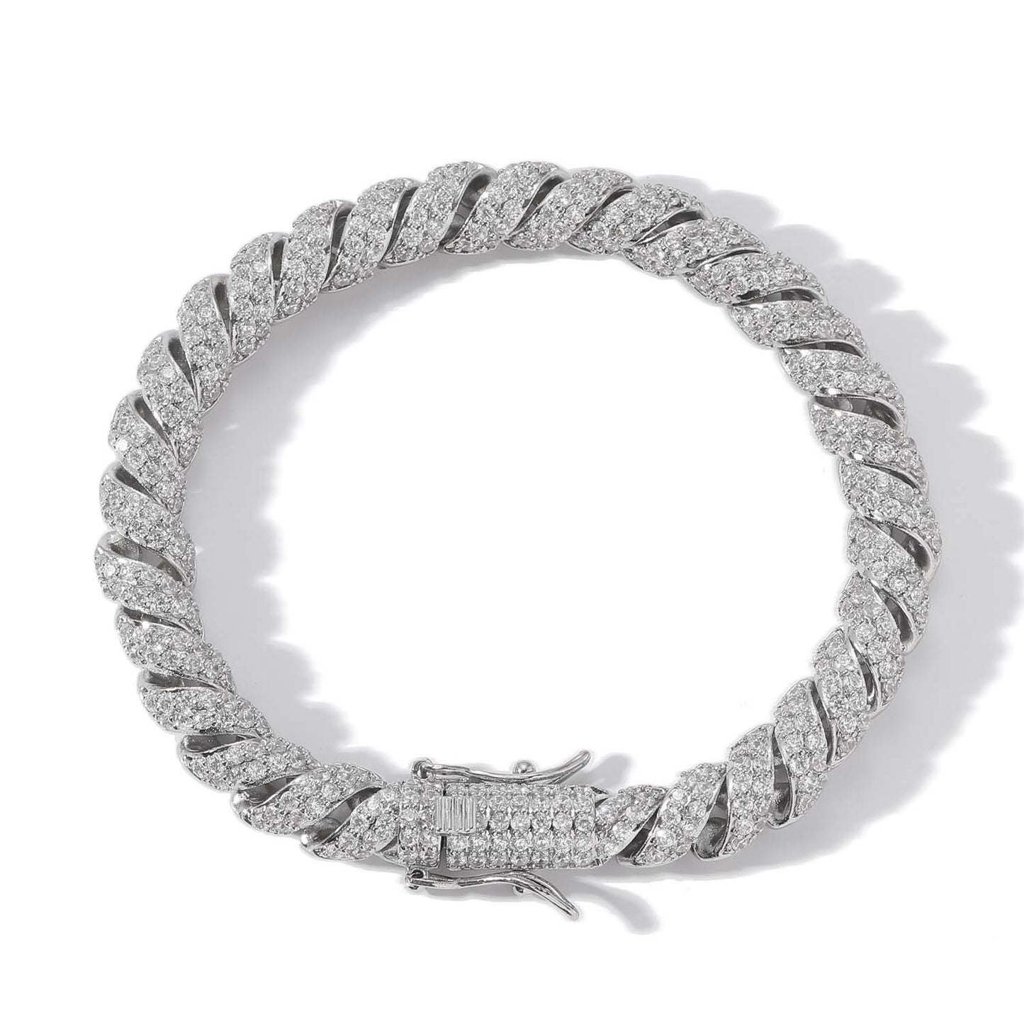 Hip Hop Punk Cuban Link Cubic Zirconia Bracelet for Men