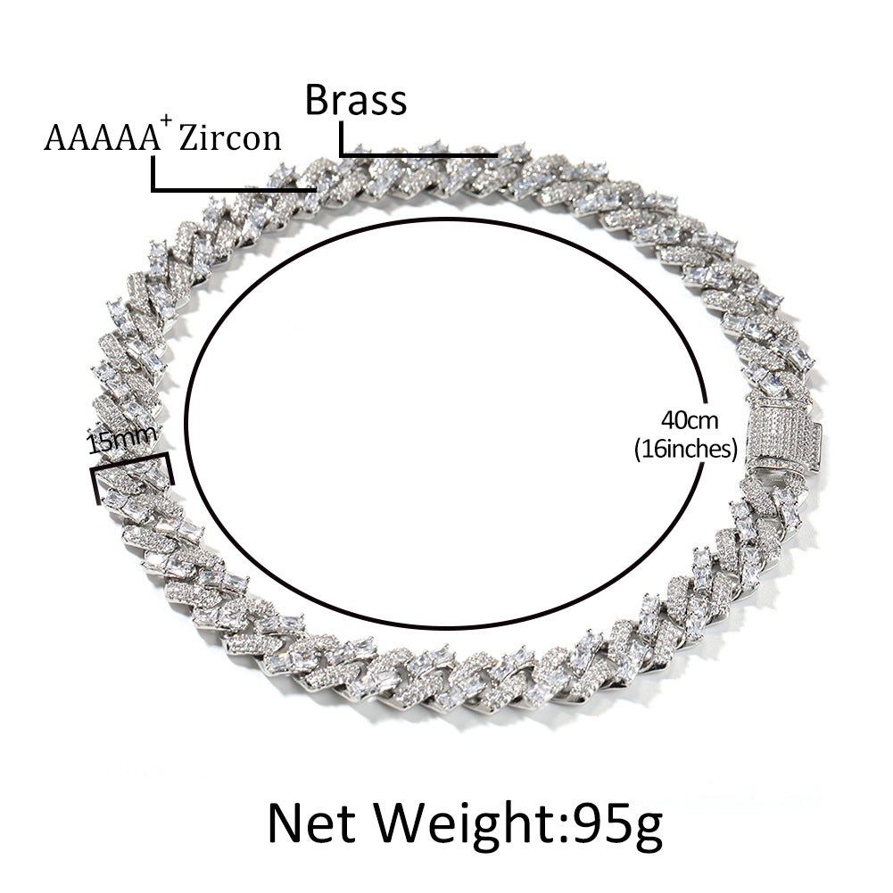 Iced Out Cubic Zirconia Line Chain Necklace Bracelet Set for Women and Men, Gold Plated or Silver Plated Statement Jewelry
