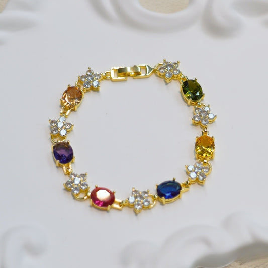 Vintage Gemstone Circle Bracelet for Women