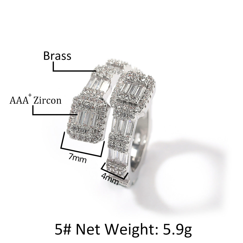 Unisex Hip Hop Cubic Zirconia Ring in Gold, Silver & Rose Gold – Statement Copper Band Sizes 5, 7, 9 product image