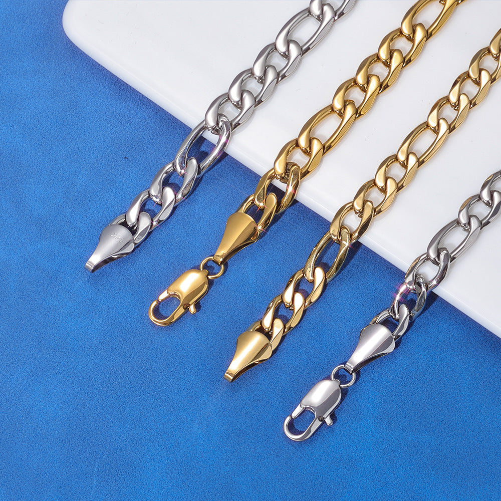 2.5-10 mm Polished Figaro Link Stainless steel Bracelet - CHA143 product image