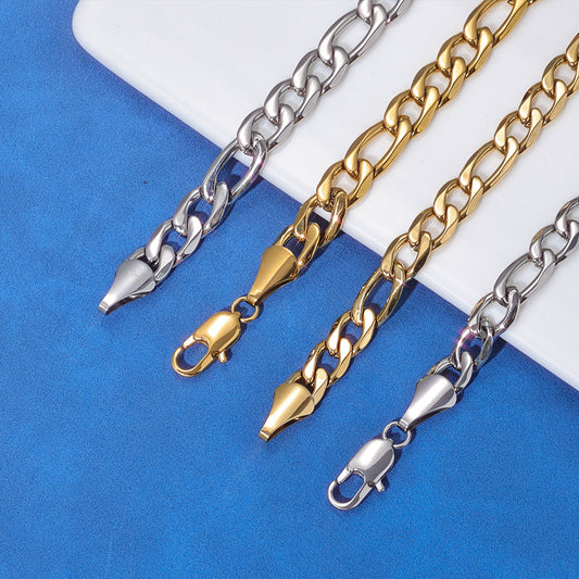 2.5-10 mm Polished Figaro Link Stainless steel Bracelet - CHA143 alternate product image