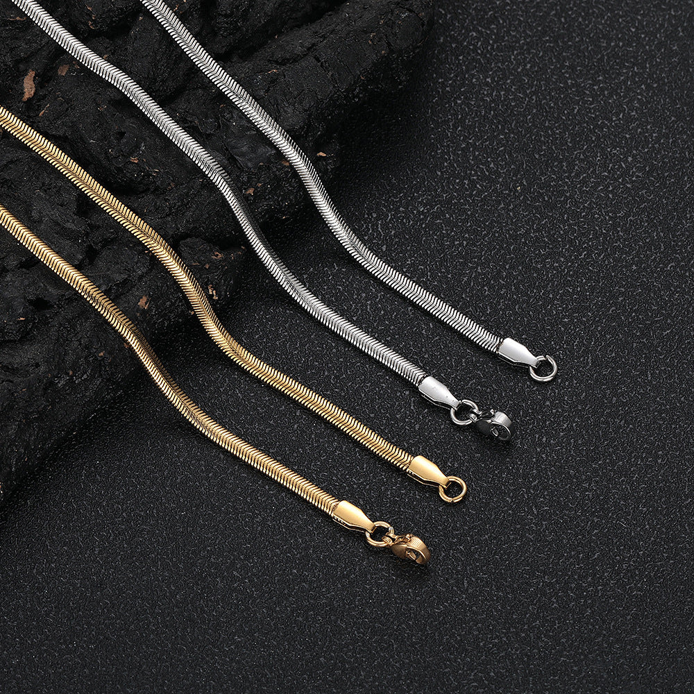 3-5 mm Polished Snake Chain Hip Hop Necklace or Bracelet with Stainless steel Base - CHA161 product image