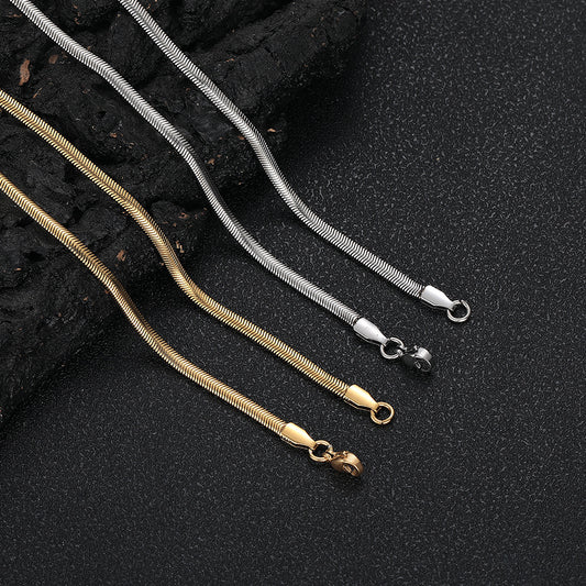 3-5 mm Polished Snake Chain Hip Hop Necklace or Bracelet with Stainless steel Base - CHA161 alternate product image