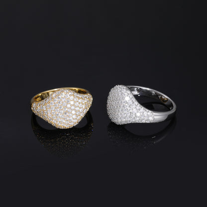 925 Silver Moissanite Pave Dome Ring Unisex Iced Out Statement Band