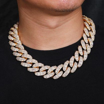 Iced Out Cuban Link Chain Necklace or Bracelet for Men and Women, Micro Pave Cubic Zirconia Hip Hop Streetwear Jewelry