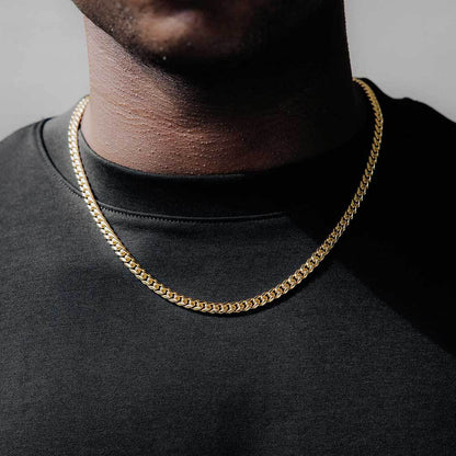 4-9 mm Polished Cuban Stainless steel Necklace - CHA026