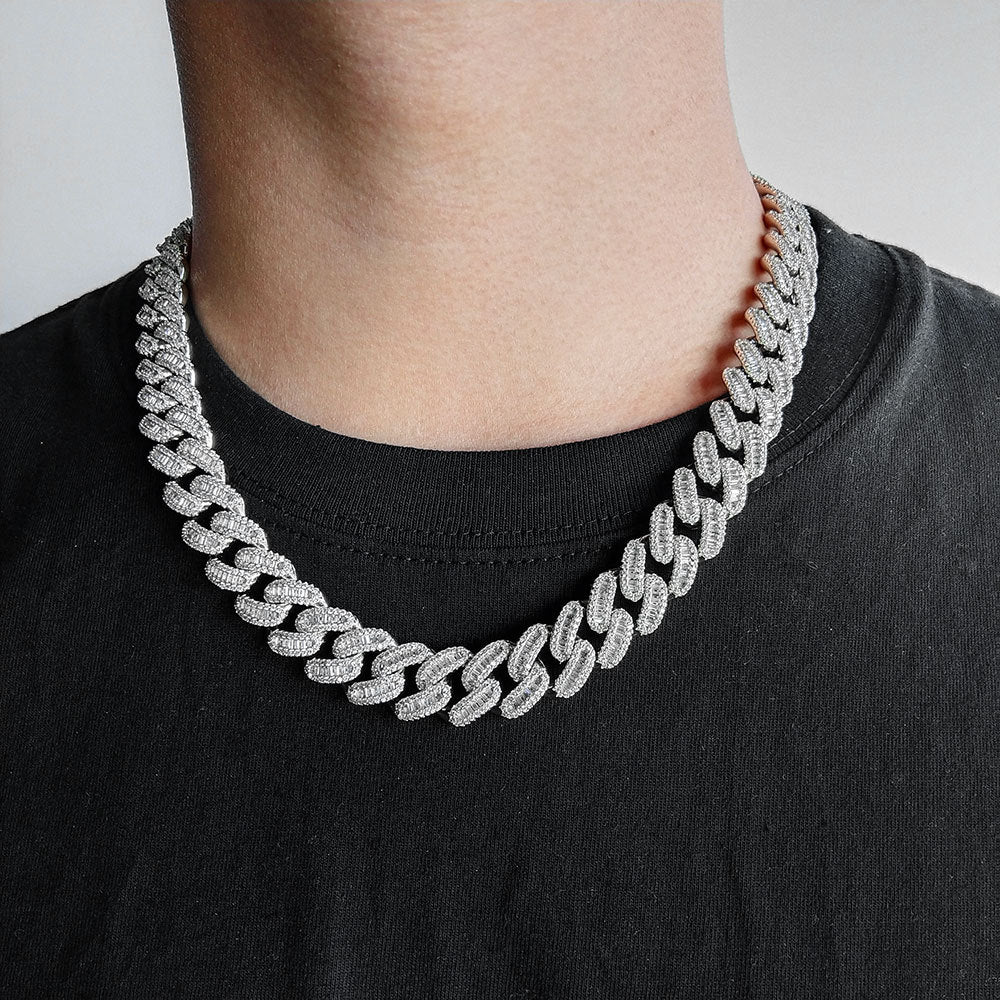 15 mm Iced Cuban Hip Hop Necklace or Bracelet with Cubic Zirconia on a Copper Base - CHA118 product image
