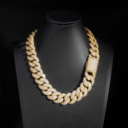 25mm Iced Out Cuban Link Chain Bracelet/Necklace, Chunky Cubic Zirconia Hip Hop Jewelry