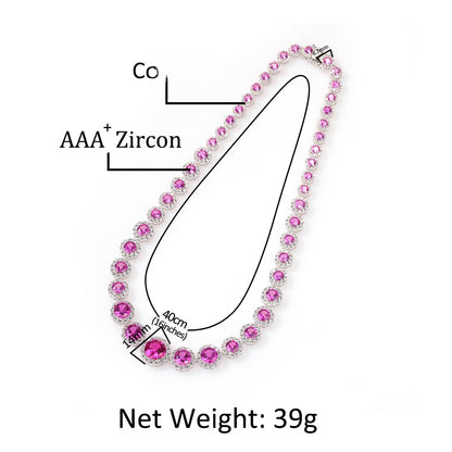 Unisex Round Cubic Zirconia Statement Necklace Pendant Chain in Gold or Silver Tone