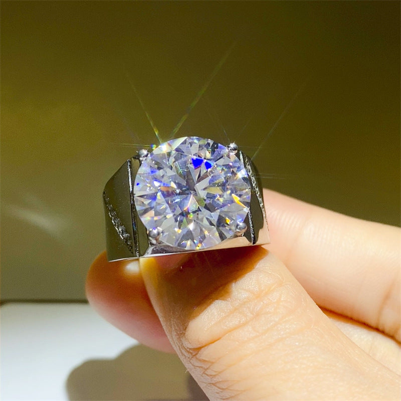 Men’s VVS Moissanite Ring 5 Carat 10 Carat U-Shape Solitaire Statement Ring product image