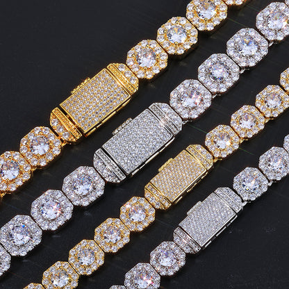10-12 mm Square Halo CZ Link Copper Necklace or Bracelet - CHA091