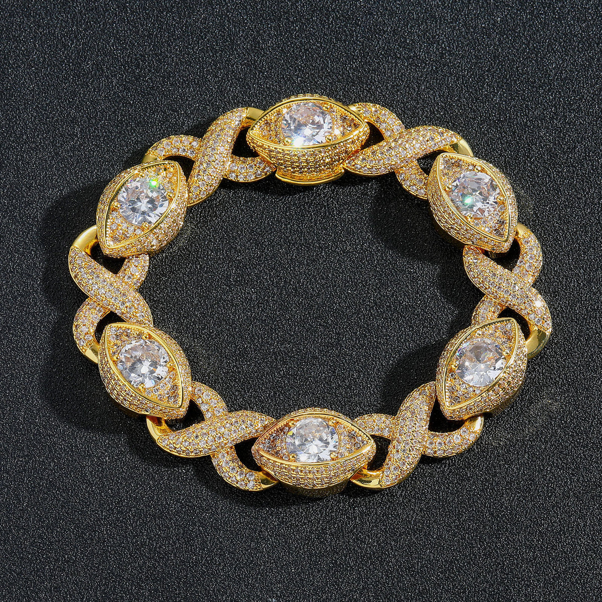 Hip Hop Four Leaf Clover Tennis Chain Cubic Zirconia Bracelet for Men and Women product image