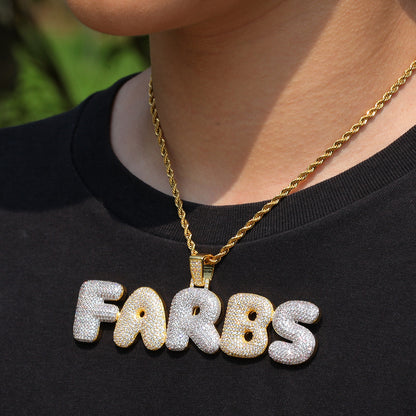 Silver-tone FARBS custom bubble pendant worn