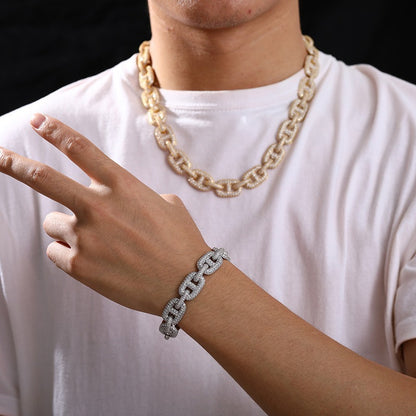 Iced Out Cuban Link Chain Necklace or Bracelet for Women and Men - Micro Pave Cubic Zirconia Hip Hop Statement Jewelry