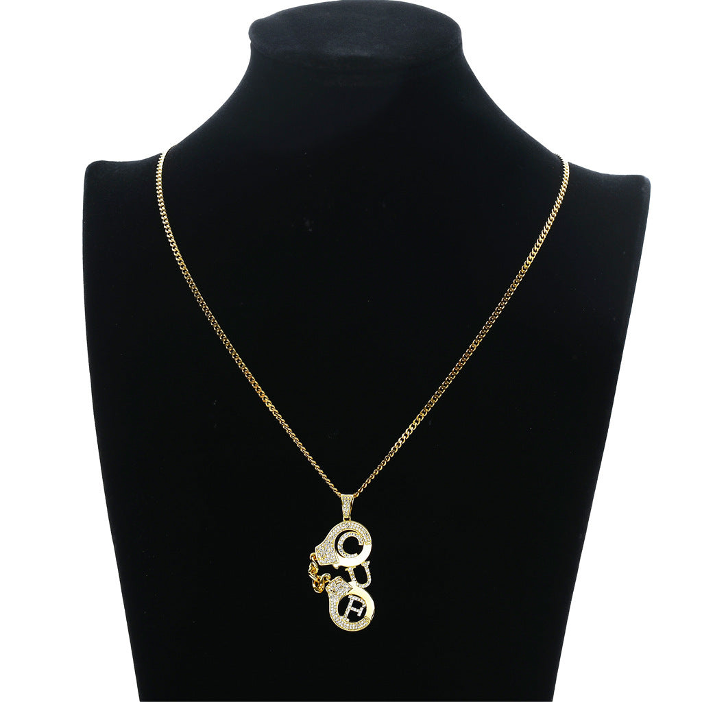 Hip Hop Evil Eye Geometric Copper Pendant Necklace for Men and Women
