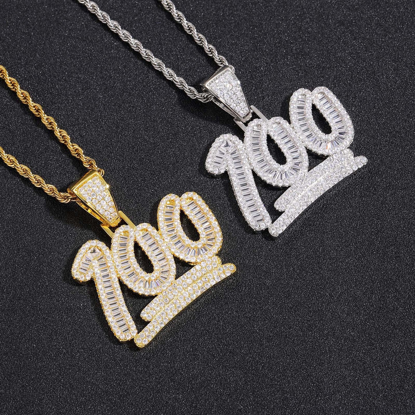Hip Hop Cross Tennis Chain Copper Pendant Necklace for Men and Women