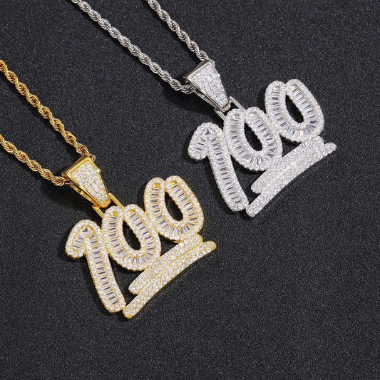 Hip Hop Cross Tennis Chain Copper Pendant Necklace for Men and Women
