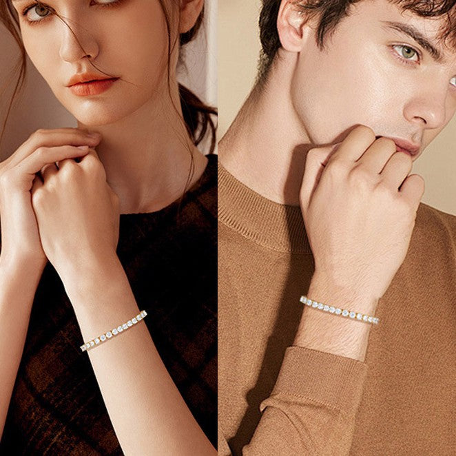 Unisex Tennis Chain Bracelet with Zirconia Stones, Hip Hop Geometric Bangle, Copper Electroplated, 3mm 4mm 5mm Width product image