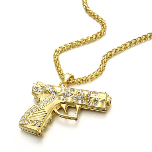 Hip Hop Letter Number Alloy Pendant Necklace for Men and Women