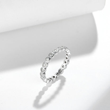 Moissanite Bubble Eternity Stack Ring for Women, Bezel Set, S925 Sterling Silver with 18K Gold Plating