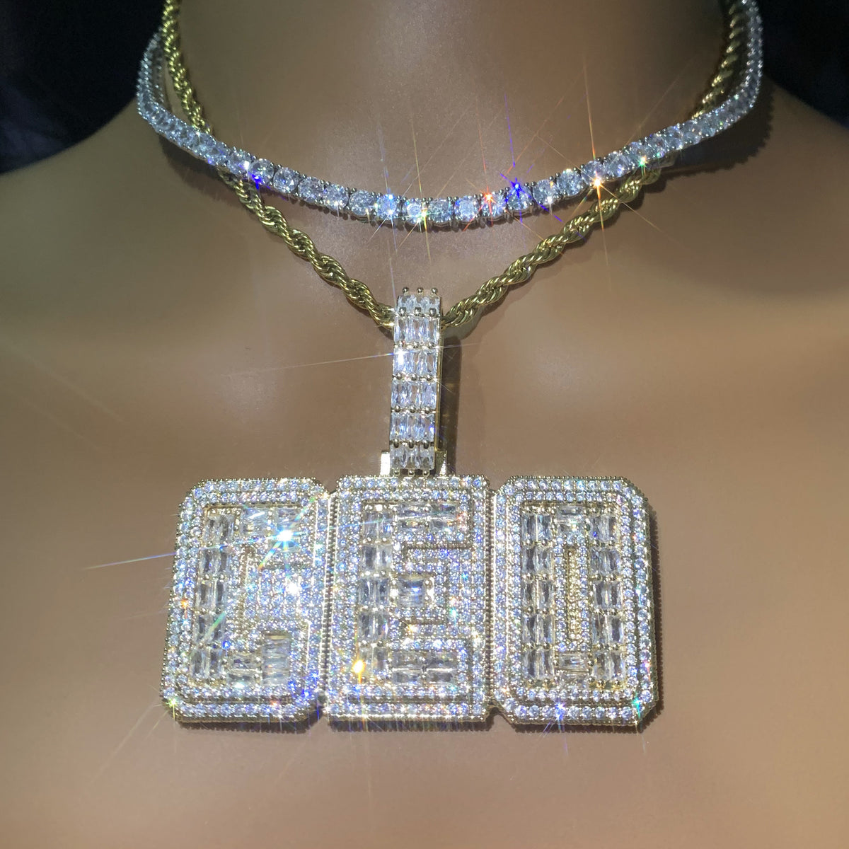 Unisex Iced Out Letter Pendant Necklace product image