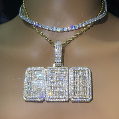 Unisex Iced Out Letter Pendant Necklace