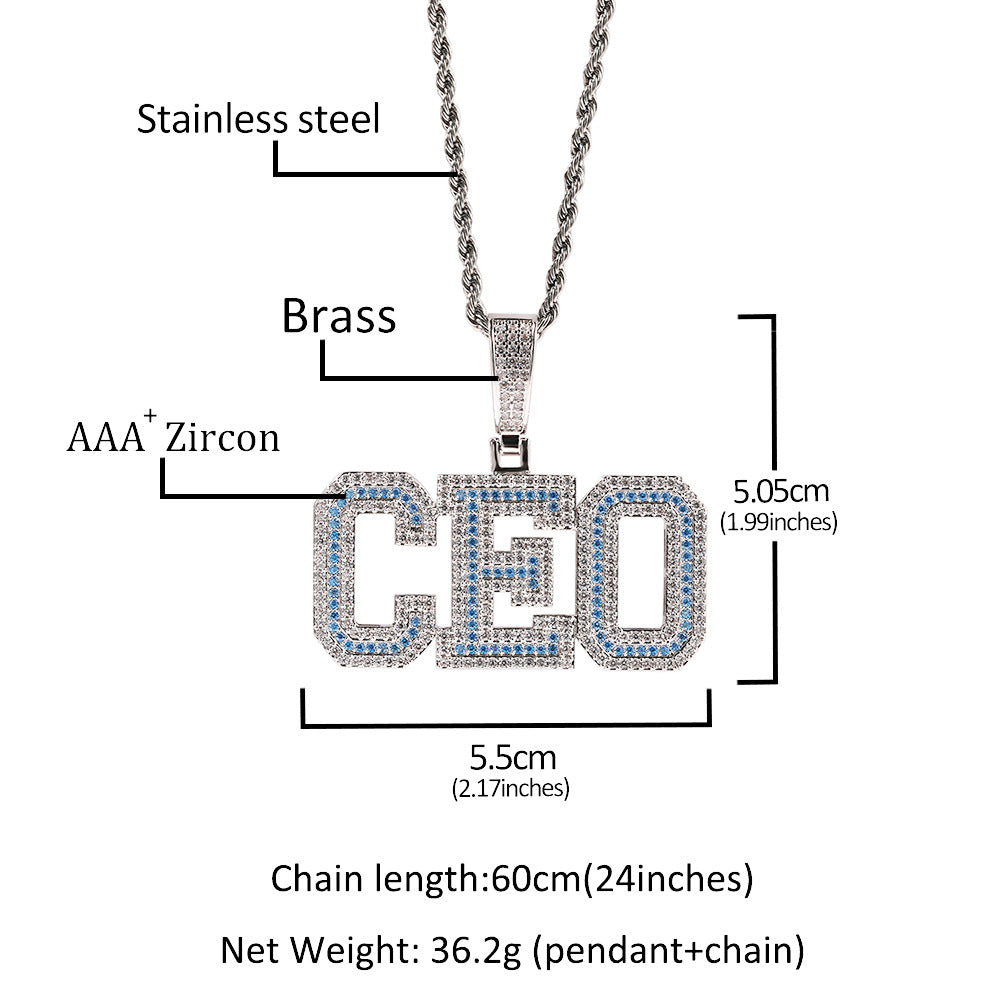 Custom Bubble Letter Necklace with Cubic Zirconia Pendant - Gold or Silver Plated Hip Hop Chain for Women and Men