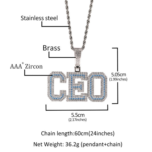 Custom Bubble Letter Necklace with Cubic Zirconia Pendant - Gold or Silver Plated Hip Hop Chain for Women and Men