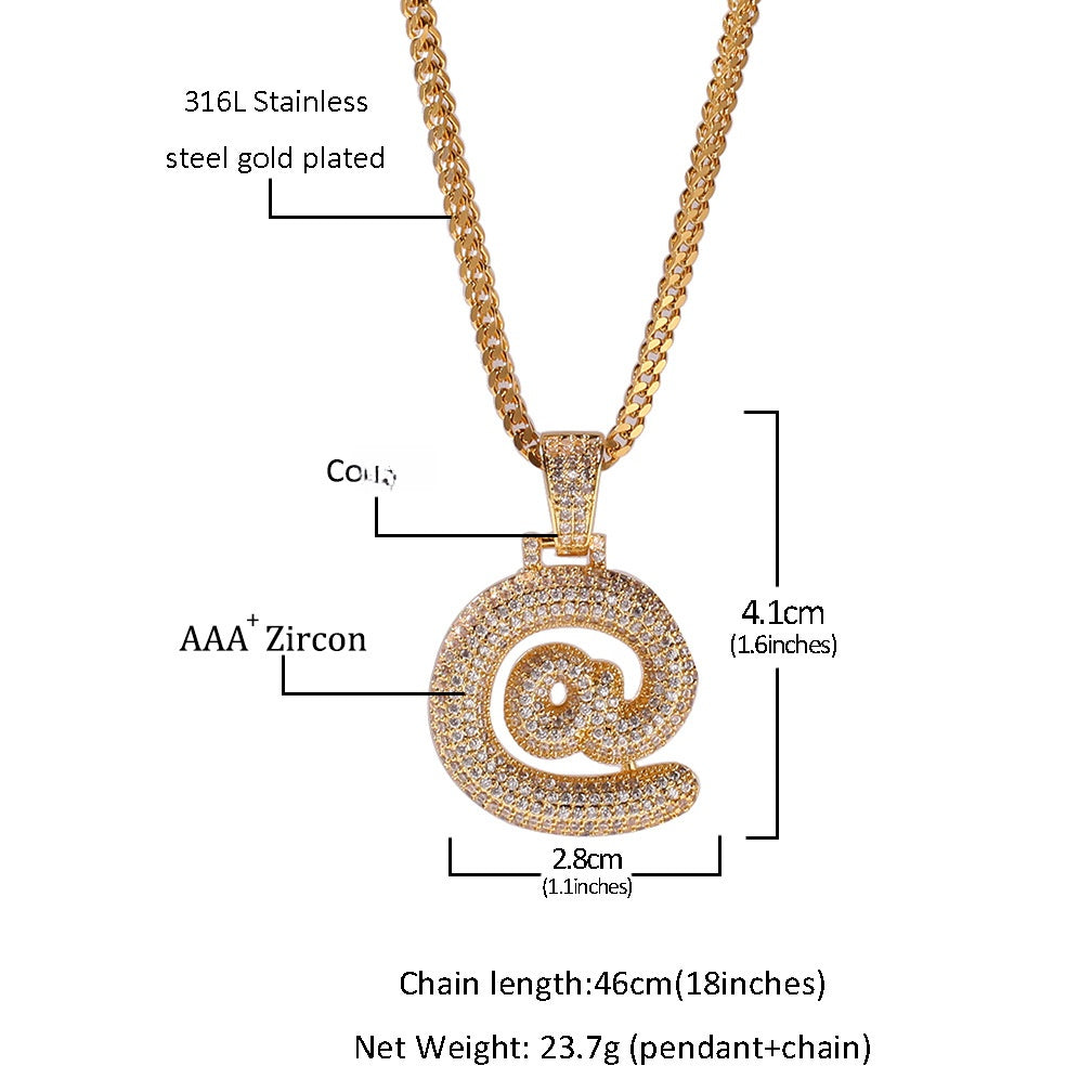 Iced Out Symbol Pendant Necklace with Cuban Twist Chain - Cubic Zirconia Hip Hop Statement Necklace for Women and Men