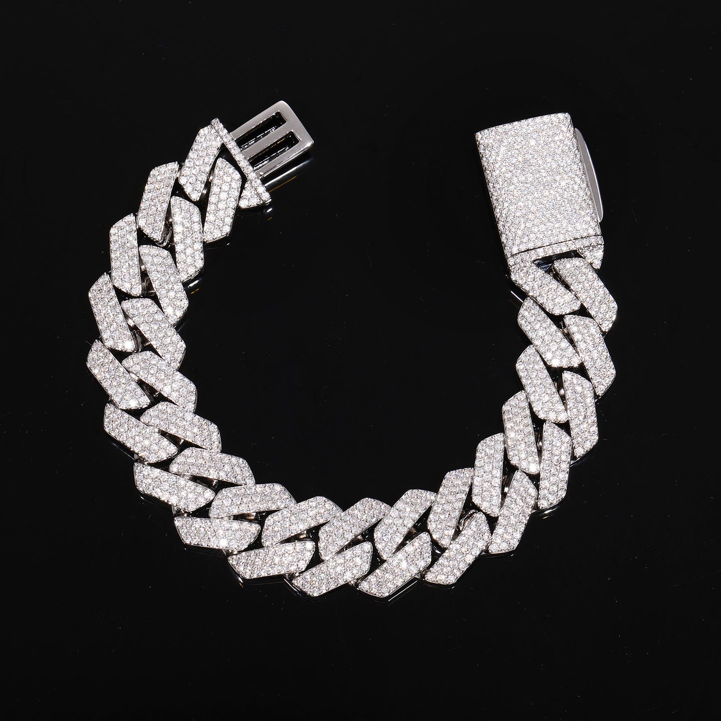 Iced Out Moissanite Diamond Shape Cuban Link Bracelet for Men and Women product image