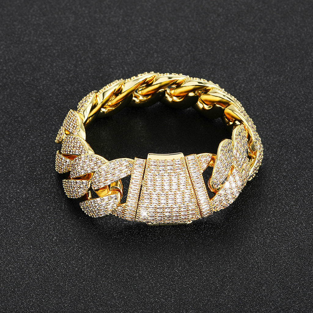 Hip Hop Cuban Link Bubble Cubic Zirconia Bracelet for Men