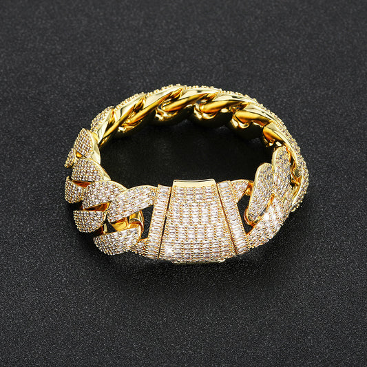 Hip Hop Cuban Link Bubble Cubic Zirconia Bracelet for Men