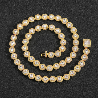 Hip Hop Round Iced Link Cubic Zirconia Necklace for Men