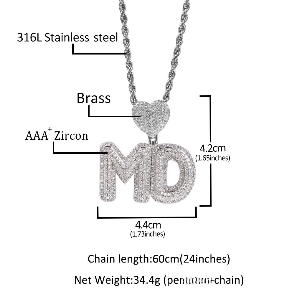 Custom Iced Letter Name Pendant Necklace for Women – Gold or Silver Plated Hip Hop Chain, Personalized Cubic Zirconia Statement Necklace product image