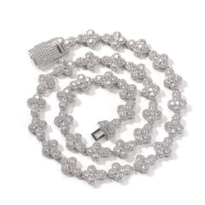Men’s Iced Out Cross Necklace & Bracelet Set with Cubic Zirconia Pendant Chain in Gold or Silver