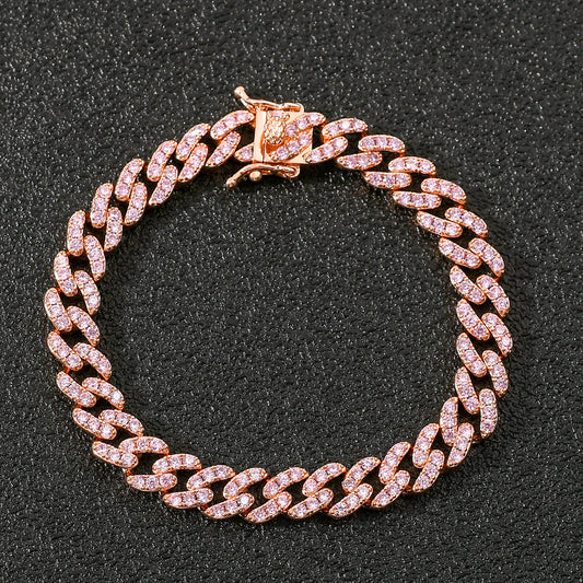 Hip Hop Cuban Link Cubic Zirconia Bracelet for Men and Women
